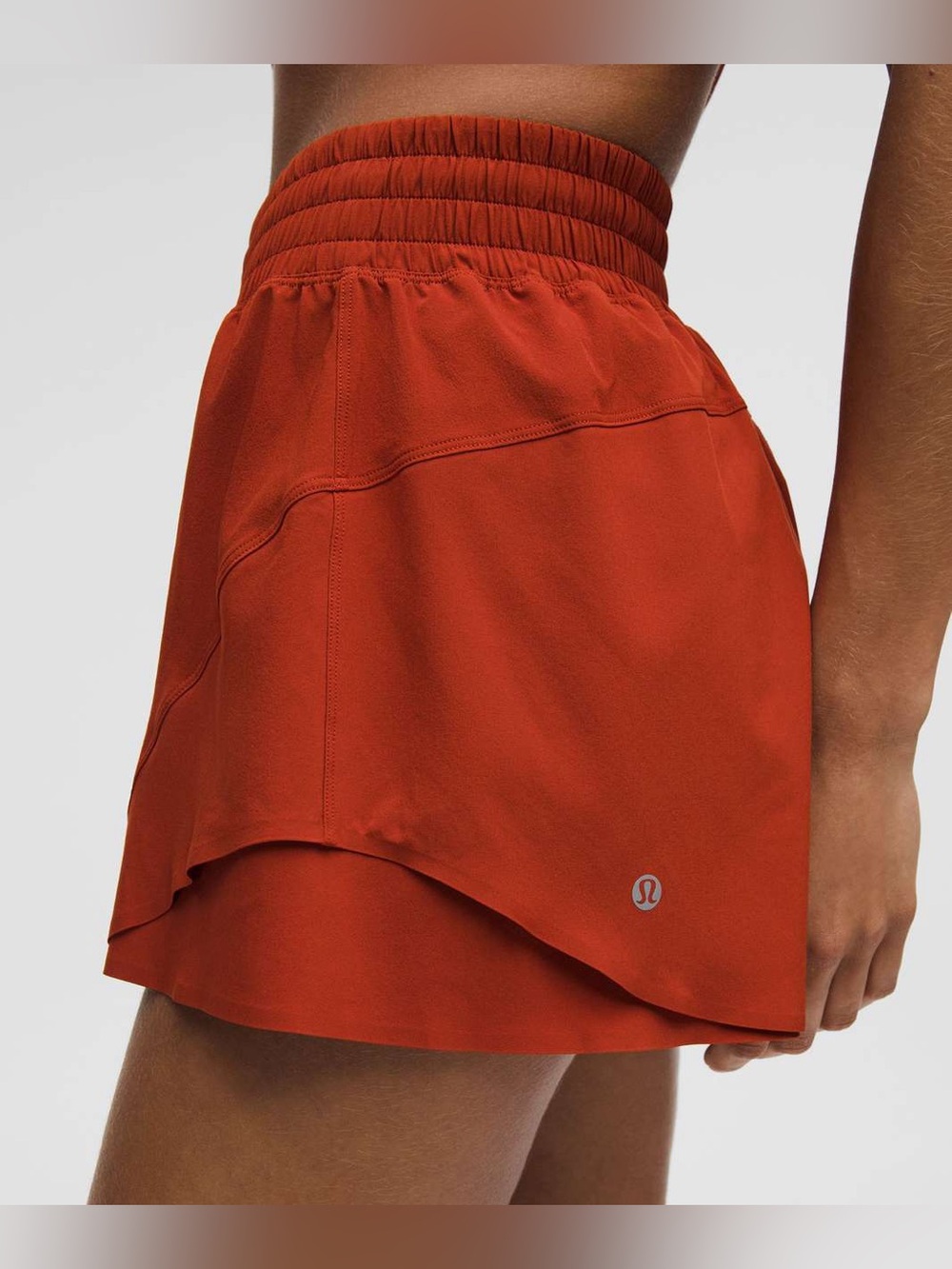 Lululemon Shake It Out high rise running shorts 2.5” autumn rust orange